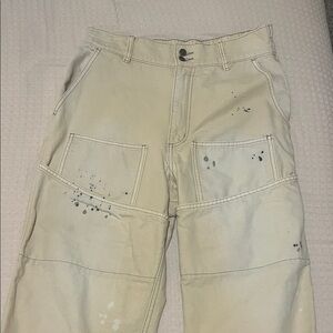 BDG Beige Cargo Pants with Paint Splatter